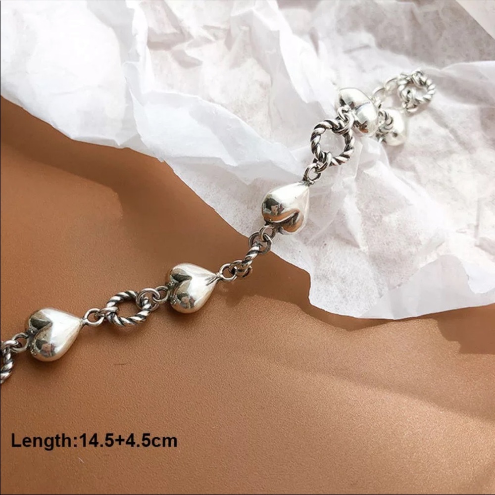 NEW 925 STERLING SILVER HEART BRACELET, NICE BRACELET, CUTE BRACELET - Picture 4 of 4